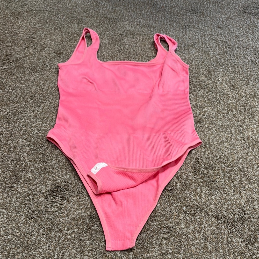 Revenge body pink shapewear bodysuit pink ribbed. Large 10-16 NEW